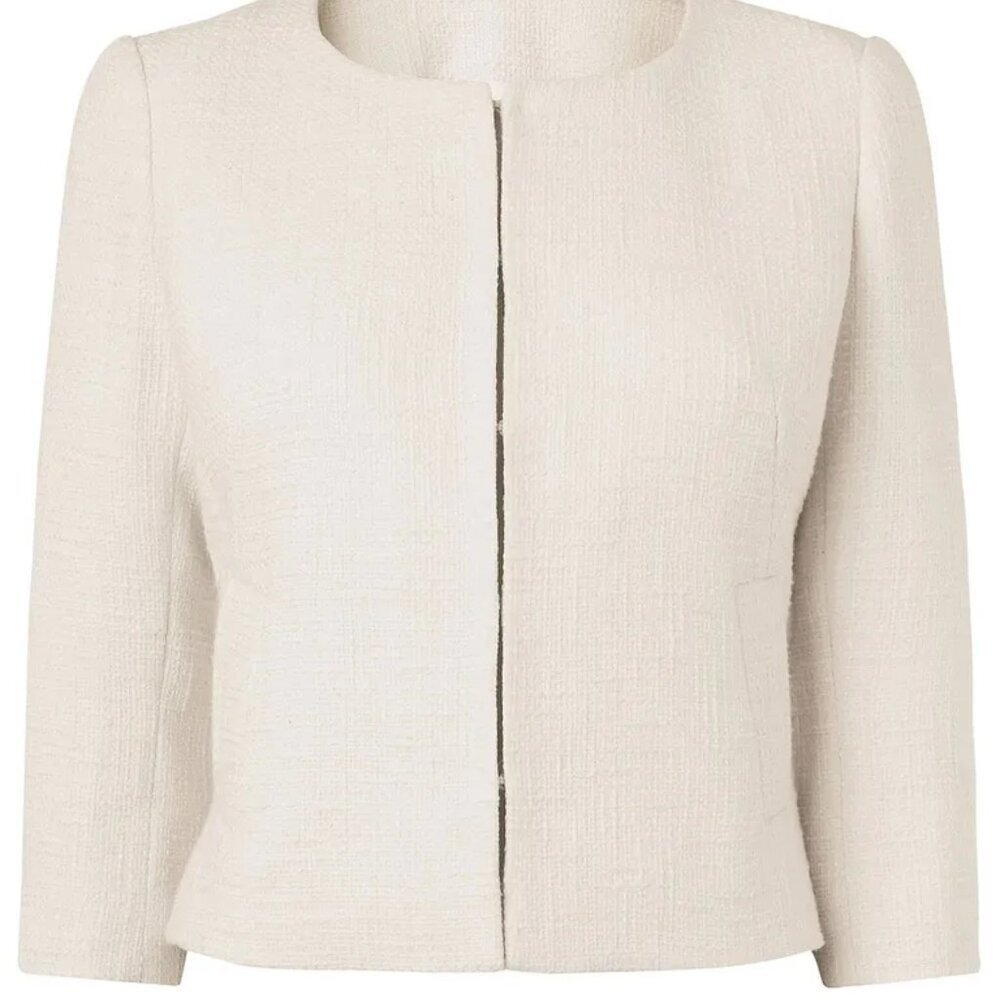 LK Bennett Eleanor Tweed Cream Jacket Size 2